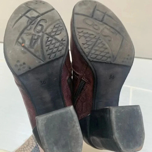 A.S. 98 Black Burgundy Heeled  Leather Booties 36 - Picture 7 of 14